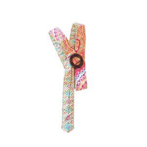Vera Bradley Womens Multicolor Fabric Belt With Tortoise Shell Ring Buckle